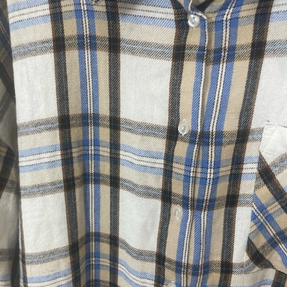 ASOS Curve Oversized Mini Shirt Dress sz 16 NWT Cream Plaid Flannel Long Sleeve - Picture 8 of 9